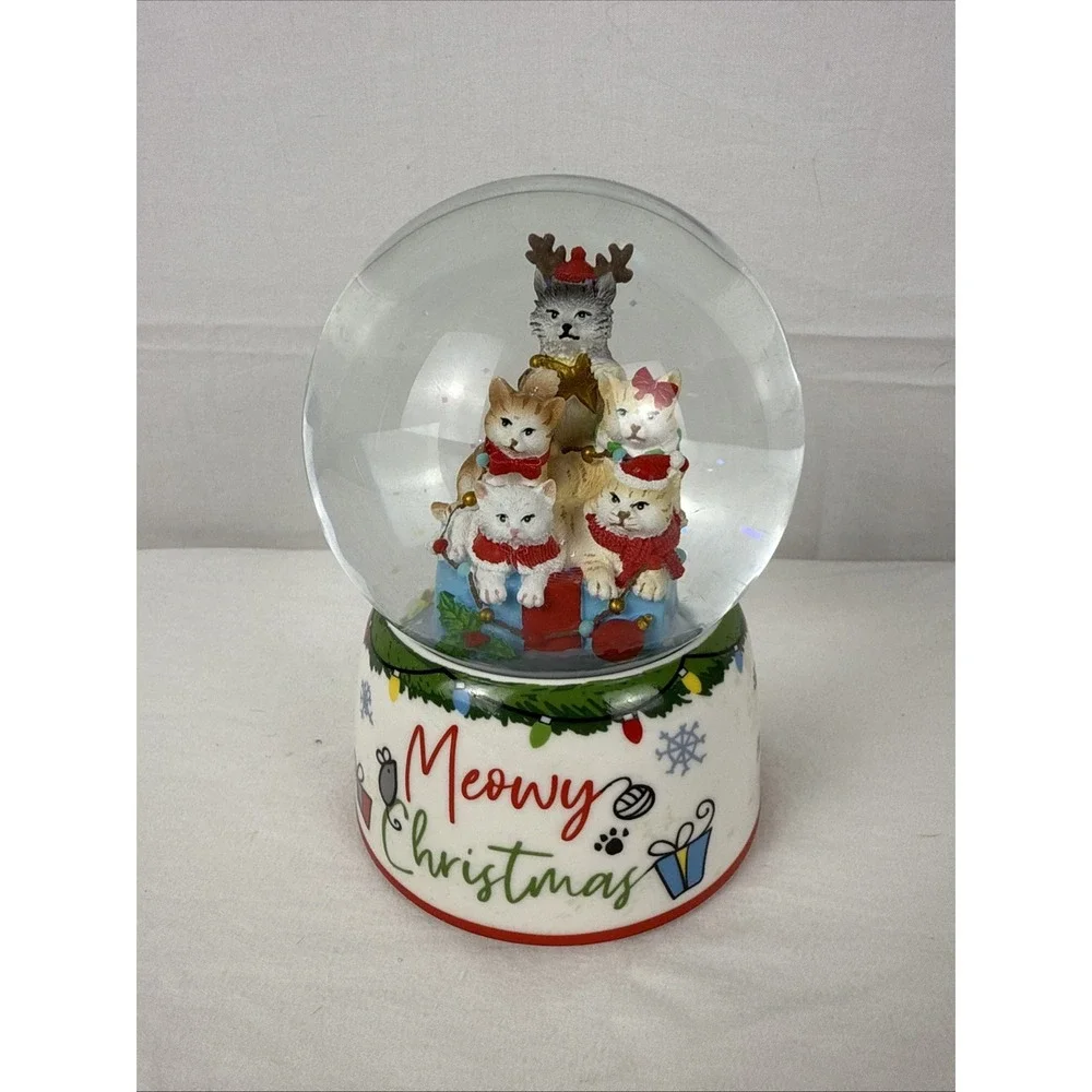 ROMAN Cat Musical Snow Globe Cat